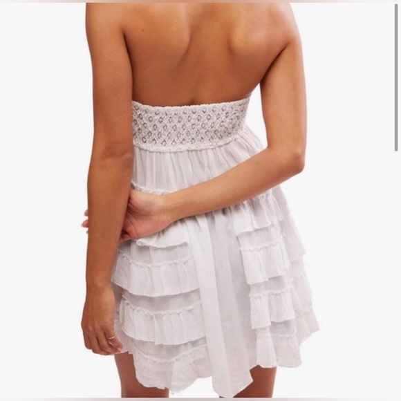 Free People Adella Halter Mini Slip Dress Medium White NWT - Picture 3 of 13